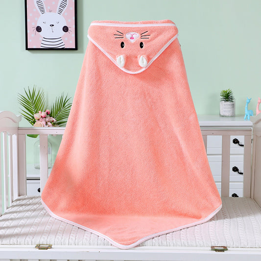 Serviette de Bain Bébé à Capuche en Polaire Corail – Douce, Absorbante et Confortable pour Nouveau-né